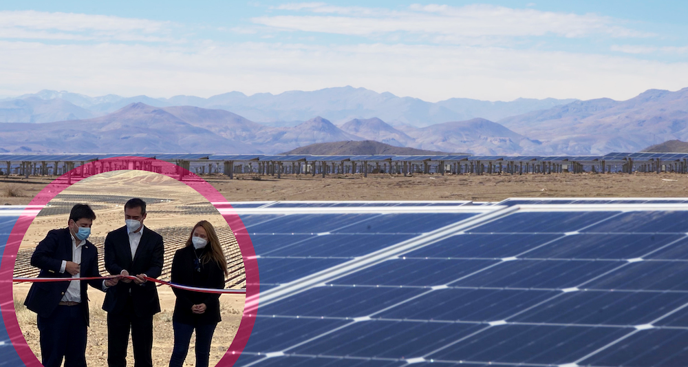 Officials open a solar park in Chile