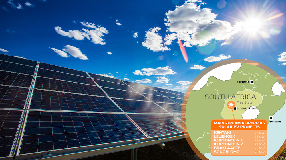 Map showing all 6 Round 5 REIPPPP Solar PV Projects in South Africa